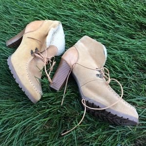 Women’s tan suede booties size 9